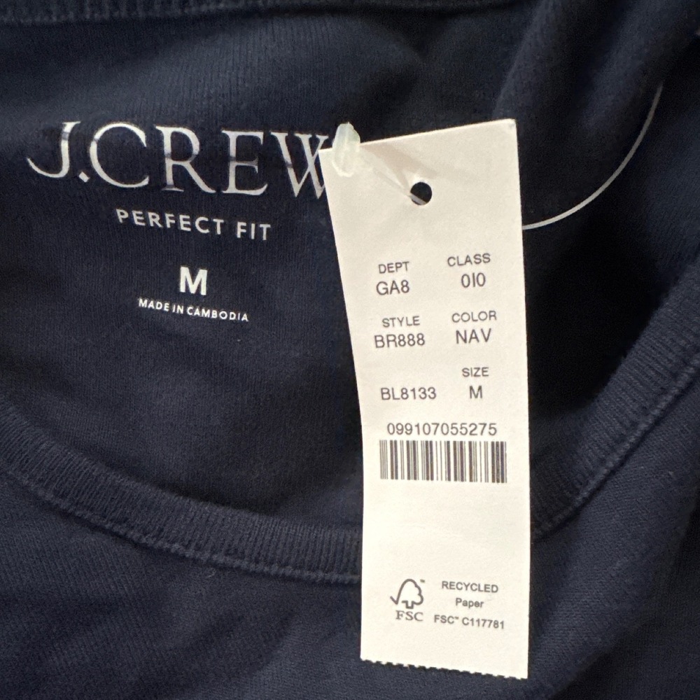 J.Crew Perfect Fit Navy Gold Crest Buttons Top Medium NWT Coastal Nautical - Picture 10 of 10